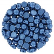 Czech 2-hole Cabochon Perlen 6mm Alabaster Metallic Sea Blue